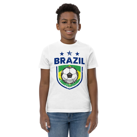 Retro Brazil Soccer Team Football Fan Country Brasil Brazilian Flag Youth Jersey T-Shirt