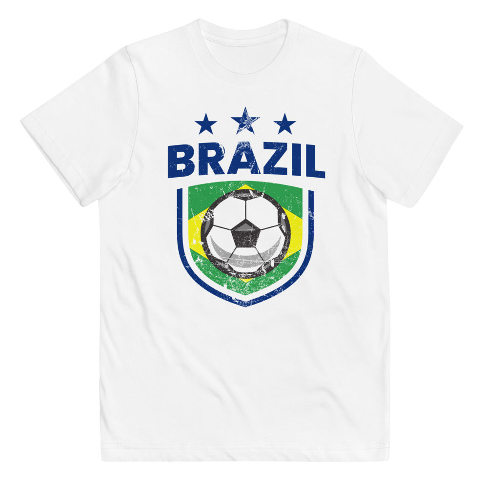 Retro Brazil Soccer Team Football Fan Country Brasil Brazilian Flag Youth Jersey T-Shirt