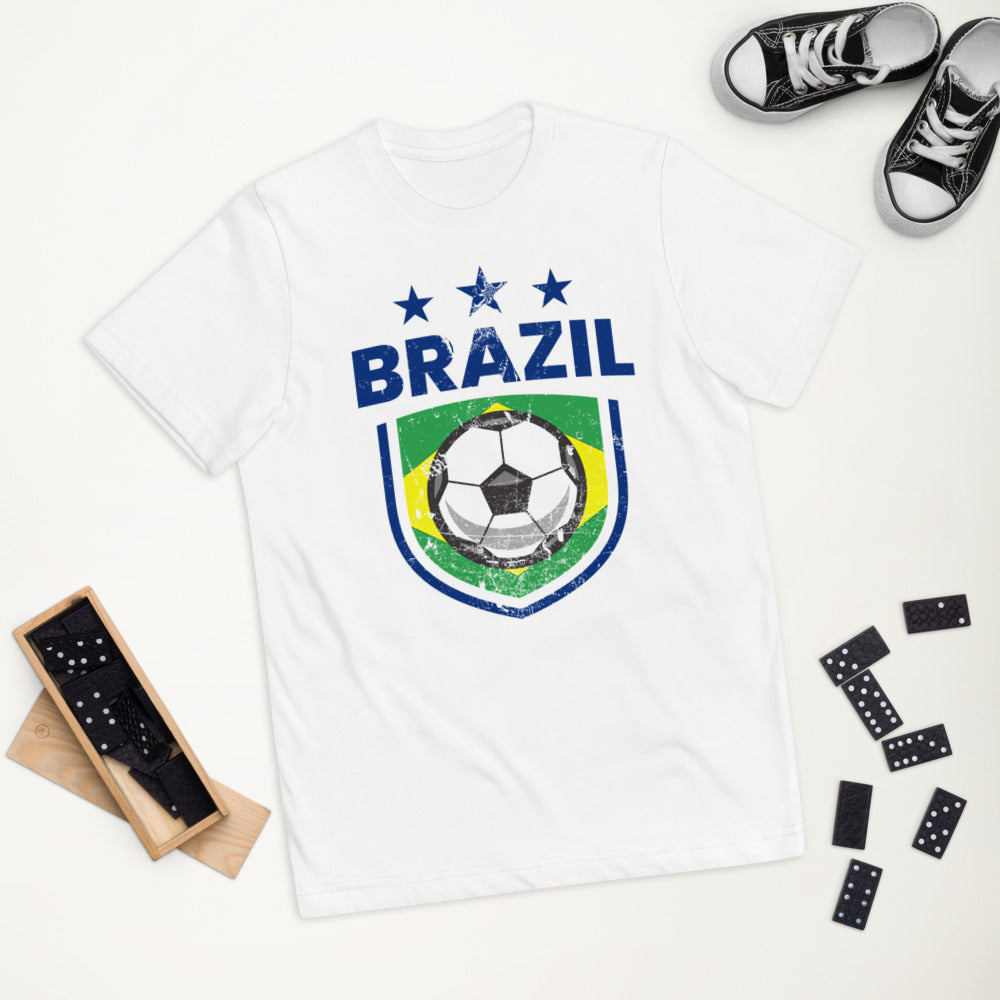 Retro Brazil Soccer Team Football Fan Country Brasil Brazilian Flag Youth Jersey T-Shirt