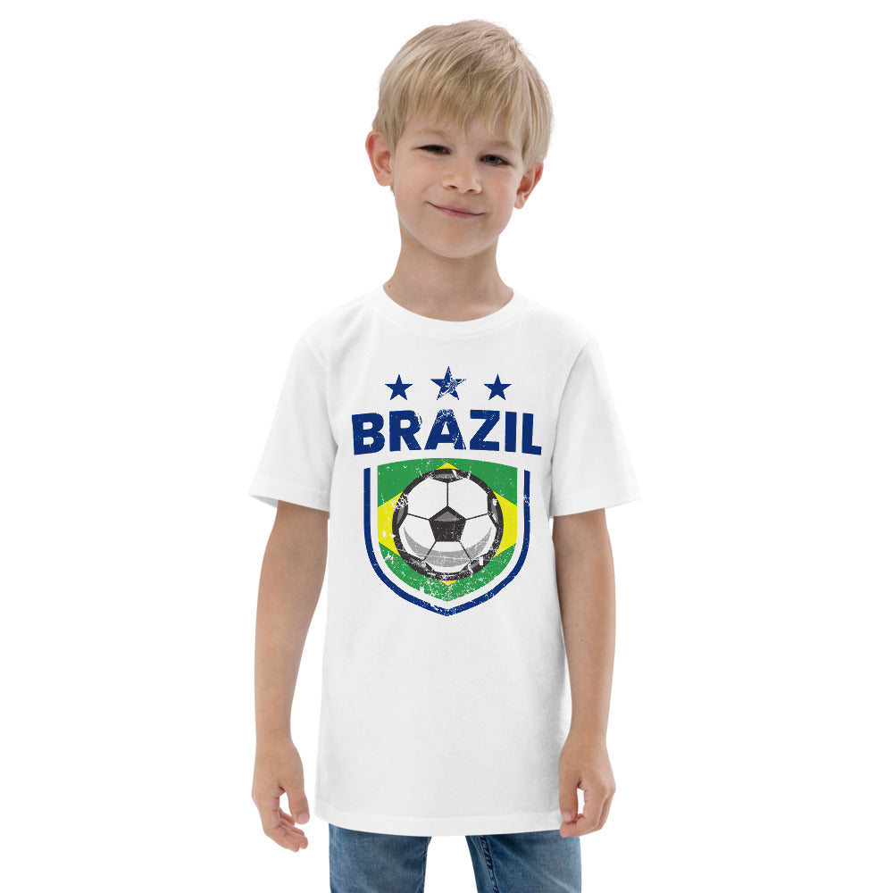 Retro Brazil Soccer Team Football Fan Country Brasil Brazilian Flag Youth Jersey T-Shirt