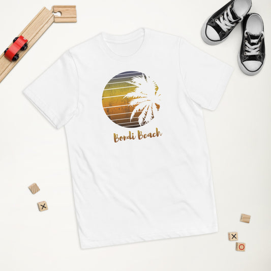 Retro Bondi Beach Australia Palm Tree Vacation Souvenir Youth Jersey T-Shirt