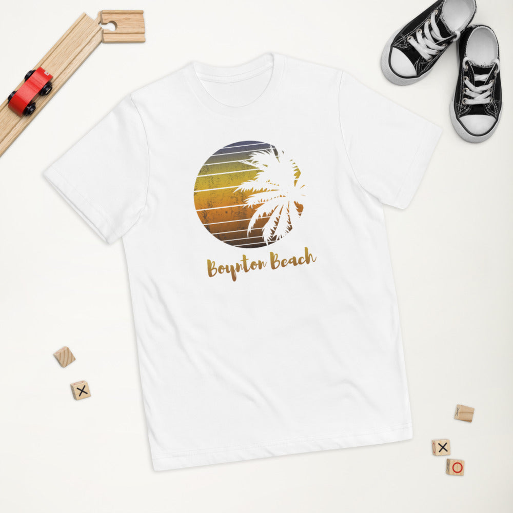 Retro Boynton Beach Florida Palm Tree Vacation Souvenir Youth Jersey T-Shirt