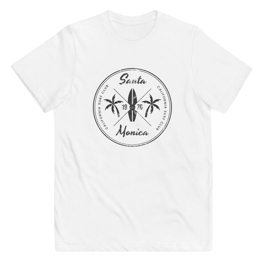 Retro Santa Monica California Surfing Fan  Beach Youth Jersey T-Shirt