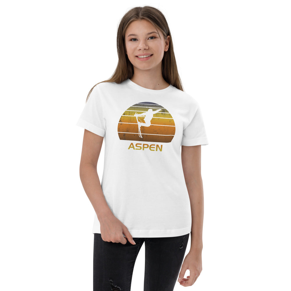 Cool Retro Aspen Colorado Skiing Ski Fan Youth Jersey T-Shirt