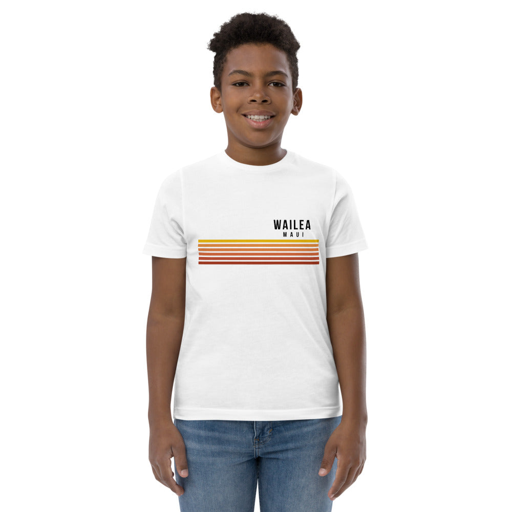 Retro Wailea Maui Hawaii Vacation Stripes Youth Jersey T-Shirt