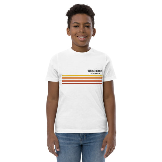 Retro Venice Beach California Vacation Stripes Youth Jersey T-Shirt