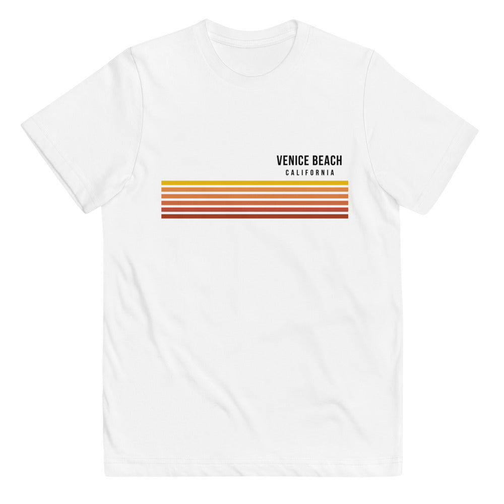 Retro Venice Beach California Vacation Stripes Youth Jersey T-Shirt