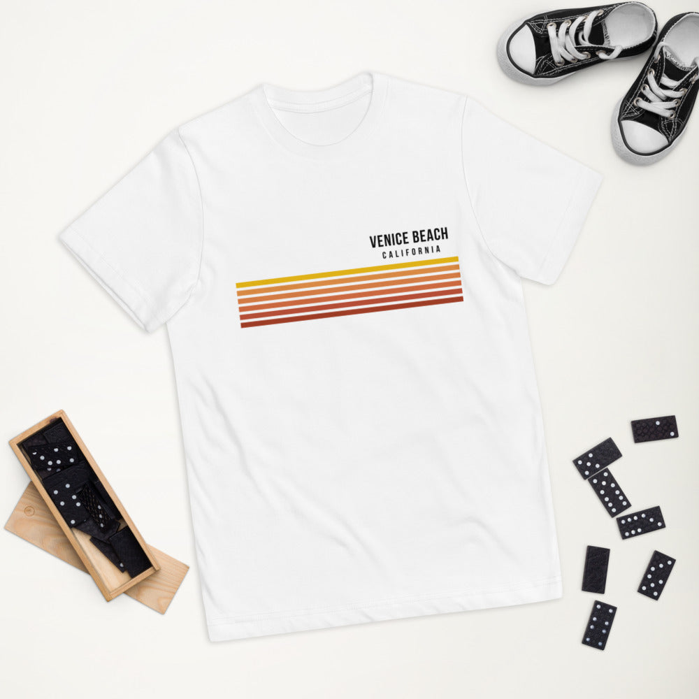 Retro Venice Beach California Vacation Stripes Youth Jersey T-Shirt