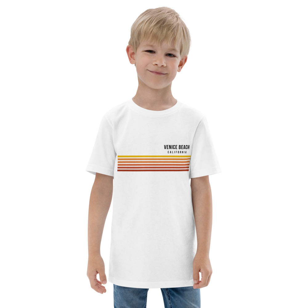 Retro Venice Beach California Vacation Stripes Youth Jersey T-Shirt