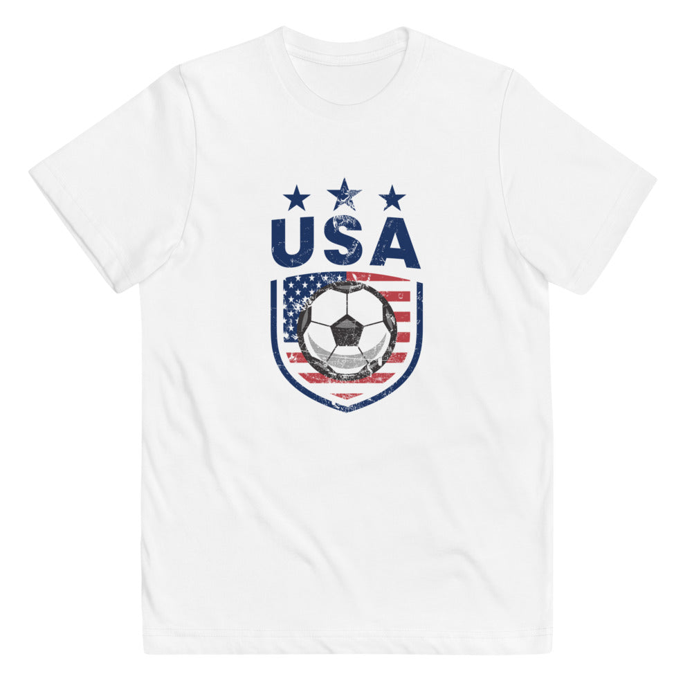 Retro USA Soccer Team Football Fan Country American Flag Youth Jersey T-Shirt