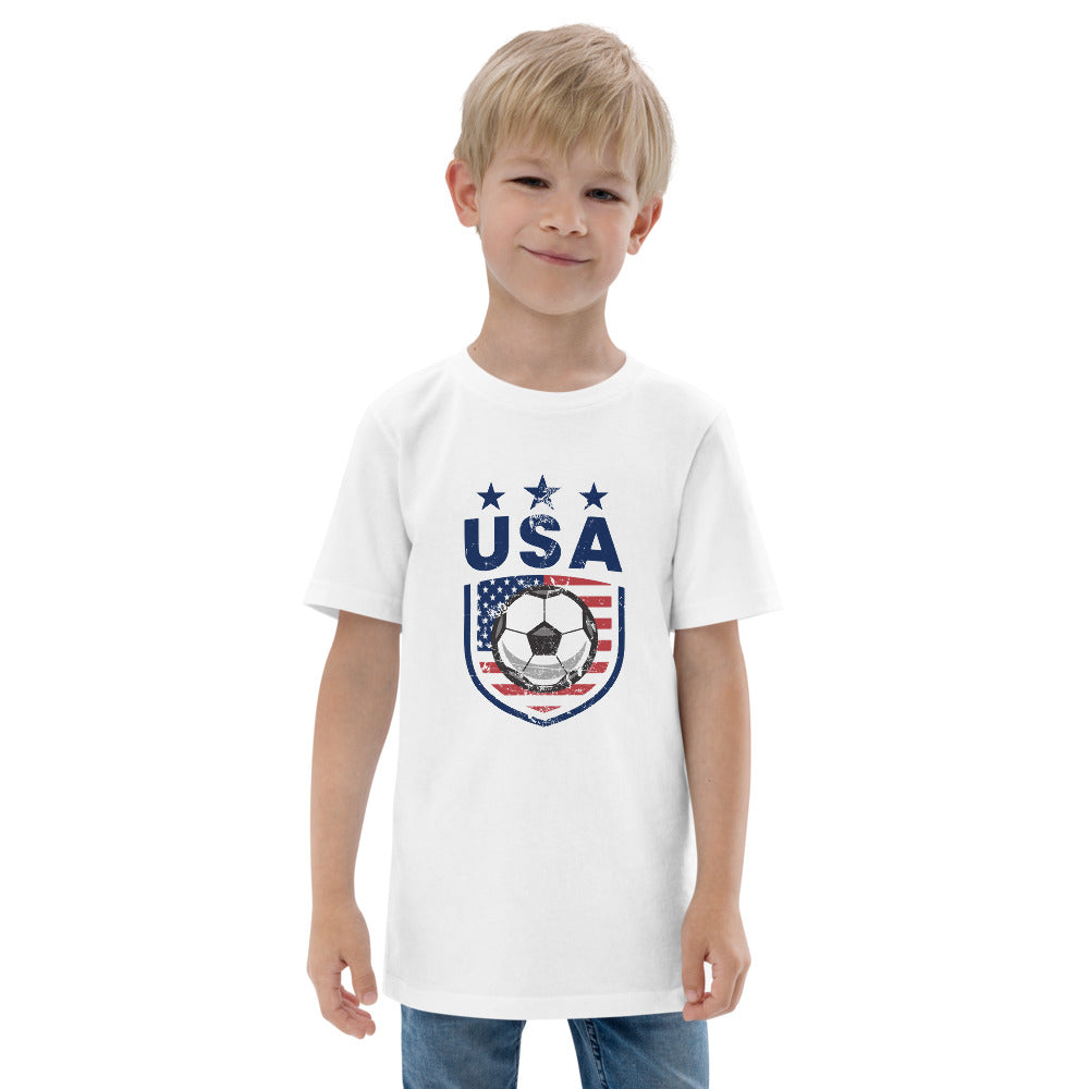 Retro USA Soccer Team Football Fan Country American Flag Youth Jersey T-Shirt