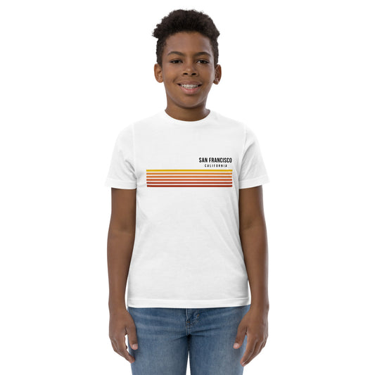 Retro San Francisco California Vacation Stripes Youth Jersey T-Shirt