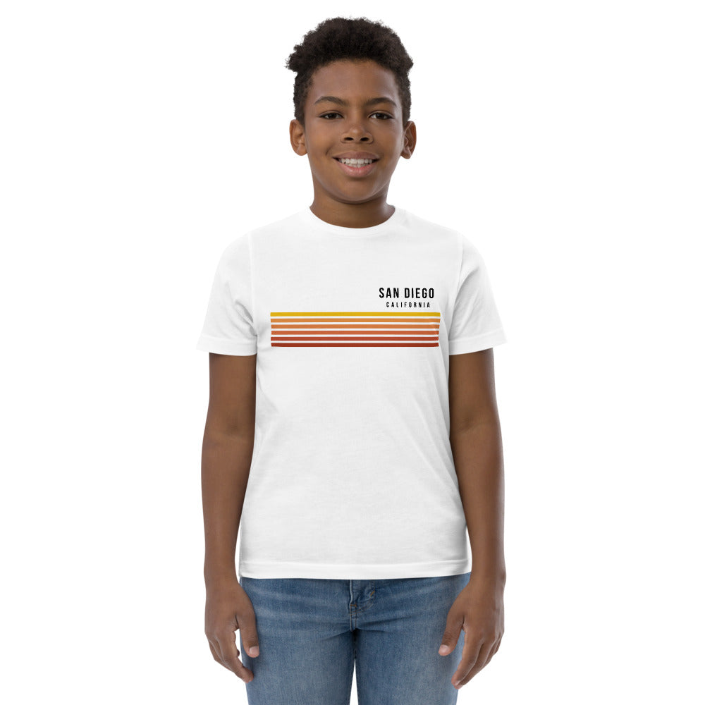 Retro San Diego California Vacation Stripes Youth Jersey T-Shirt