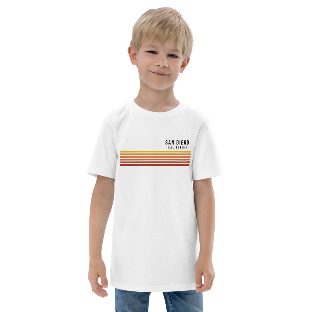 Retro San Diego California Vacation Stripes Youth Jersey T-Shirt