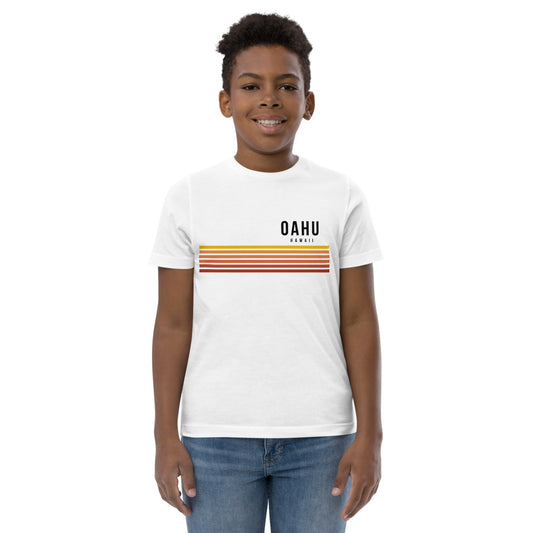 Retro Oahu Hawaii Vacation Stripes Youth Jersey T-Shirt