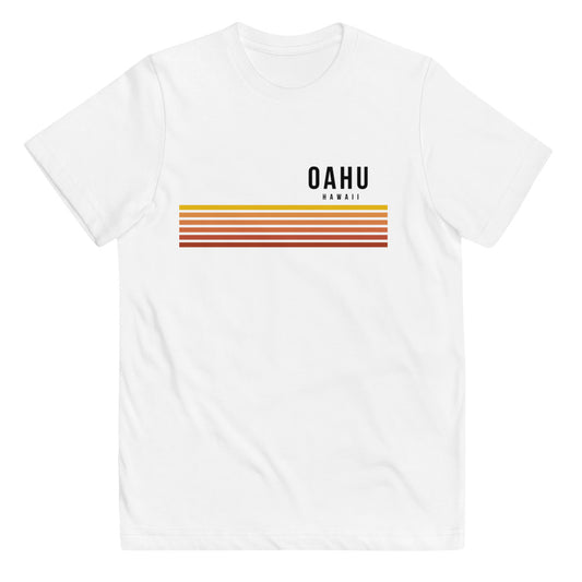 Retro Oahu Hawaii Vacation Stripes Youth Jersey T-Shirt