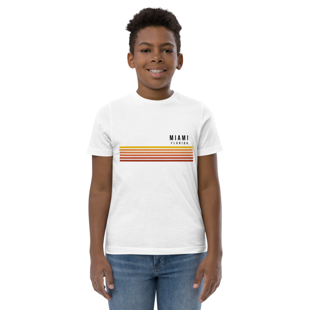 Retro Miami Florida Vacation Stripes Youth Jersey T-Shirt