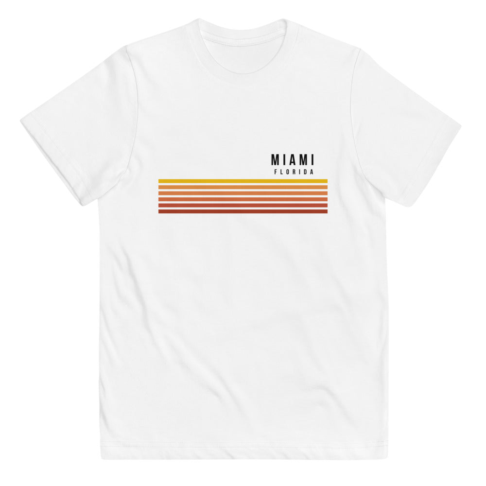 Retro Miami Florida Vacation Stripes Youth Jersey T-Shirt