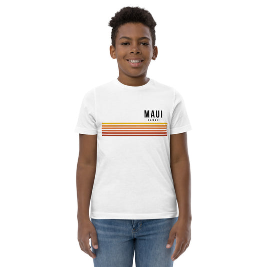 Retro Maui Hawaii Vacation Stripes Youth Jersey T-Shirt