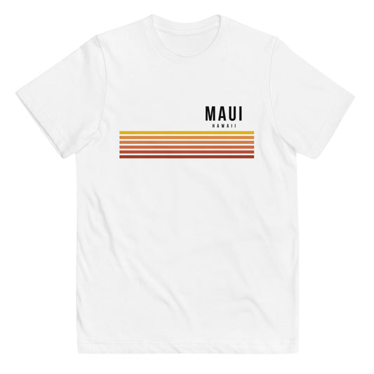 Retro Maui Hawaii Vacation Stripes Youth Jersey T-Shirt