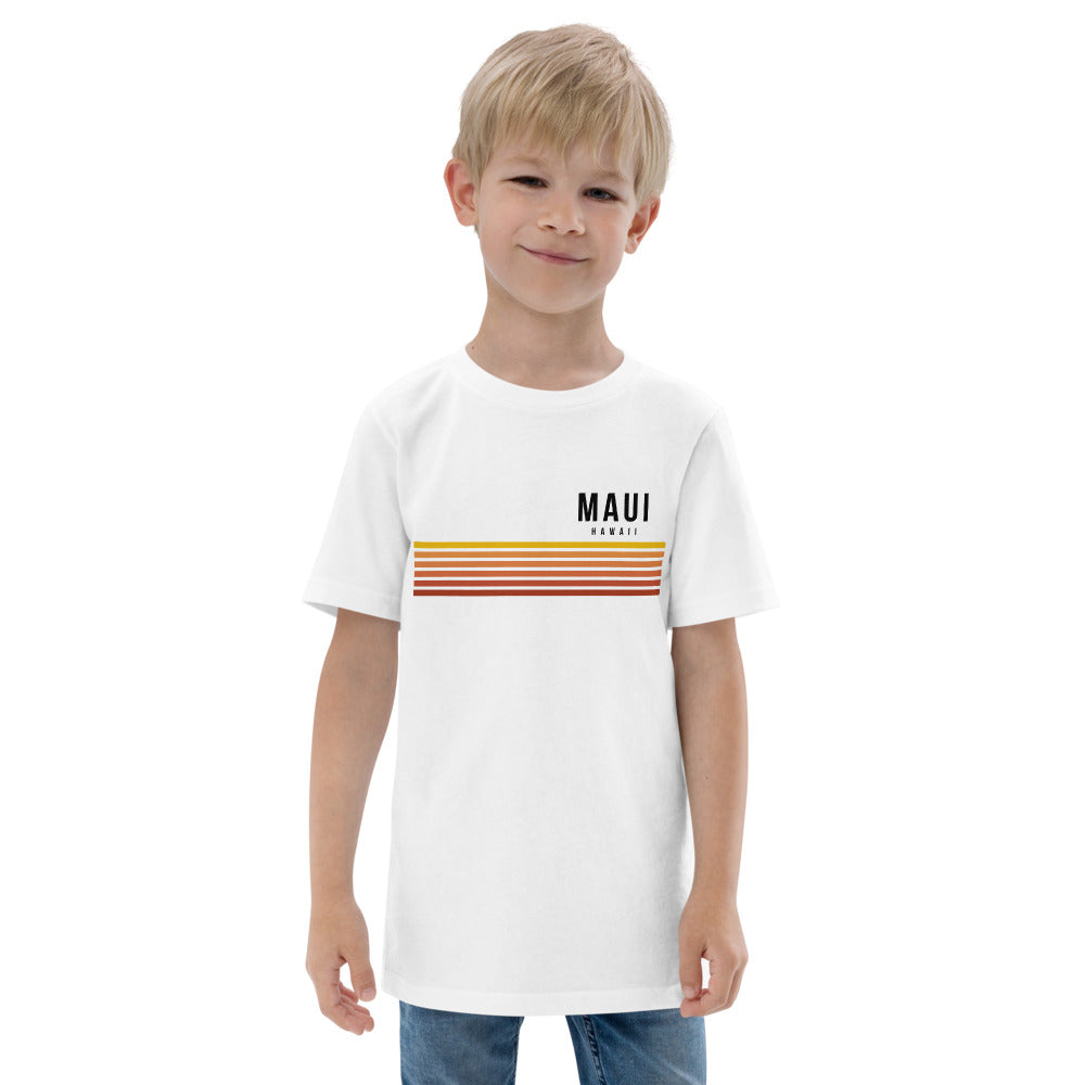 Retro Maui Hawaii Vacation Stripes Youth Jersey T-Shirt