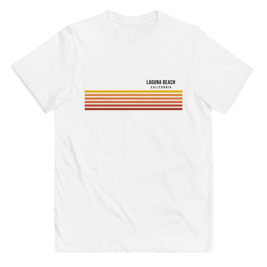 Retro Laguna Beach California Vacation Stripes Youth Jersey T-Shirt