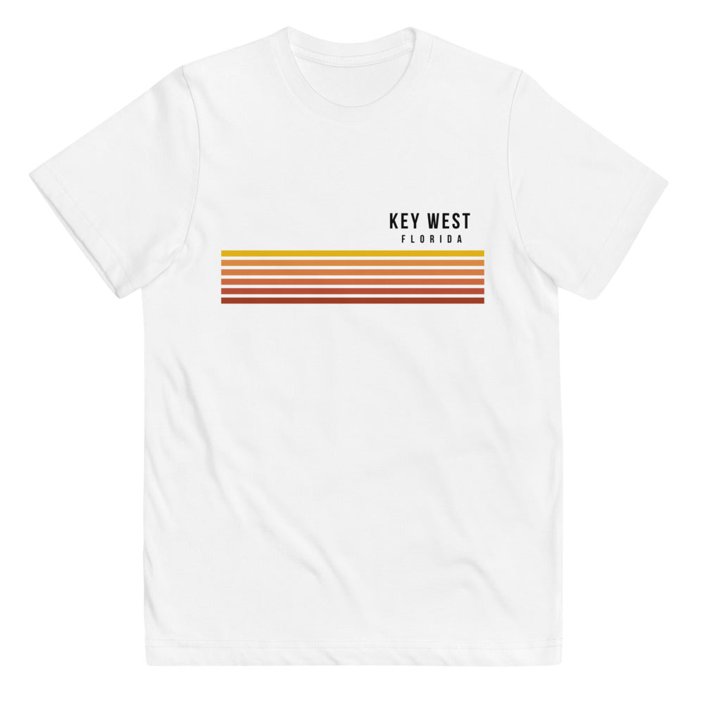 Retro Key West Florida Vacation Stripes Youth Jersey T-Shirt