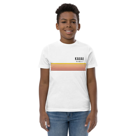 Retro Kauai Hawaii Vacation Stripes Youth Jersey T-Shirt