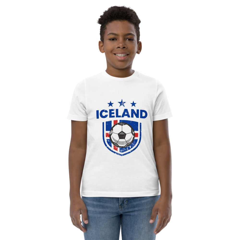 Retro Iceland Soccer Team Football Fan Country Icelandic Flag Youth Jersey T-Shirt