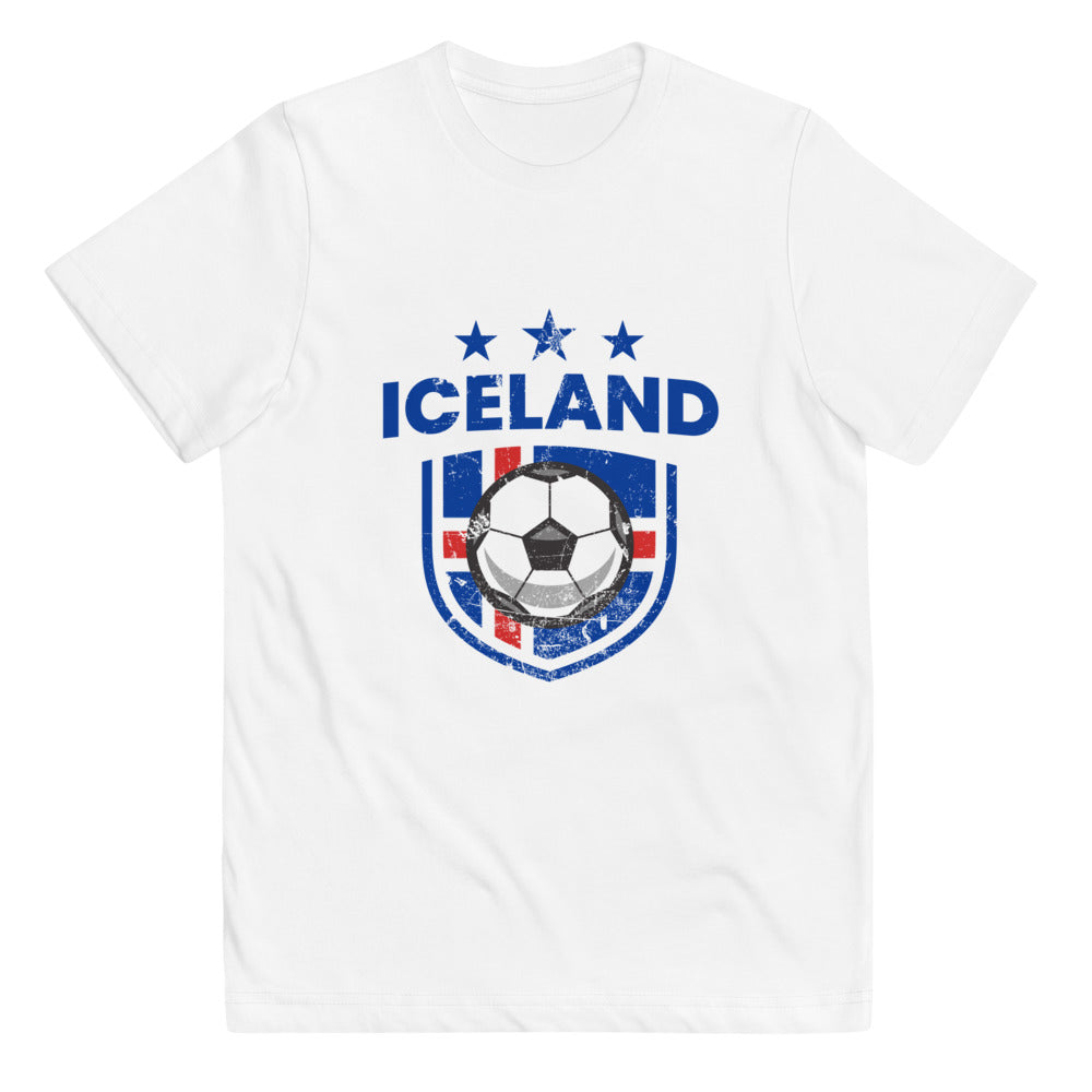 Retro Iceland Soccer Team Football Fan Country Icelandic Flag Youth Jersey T-Shirt