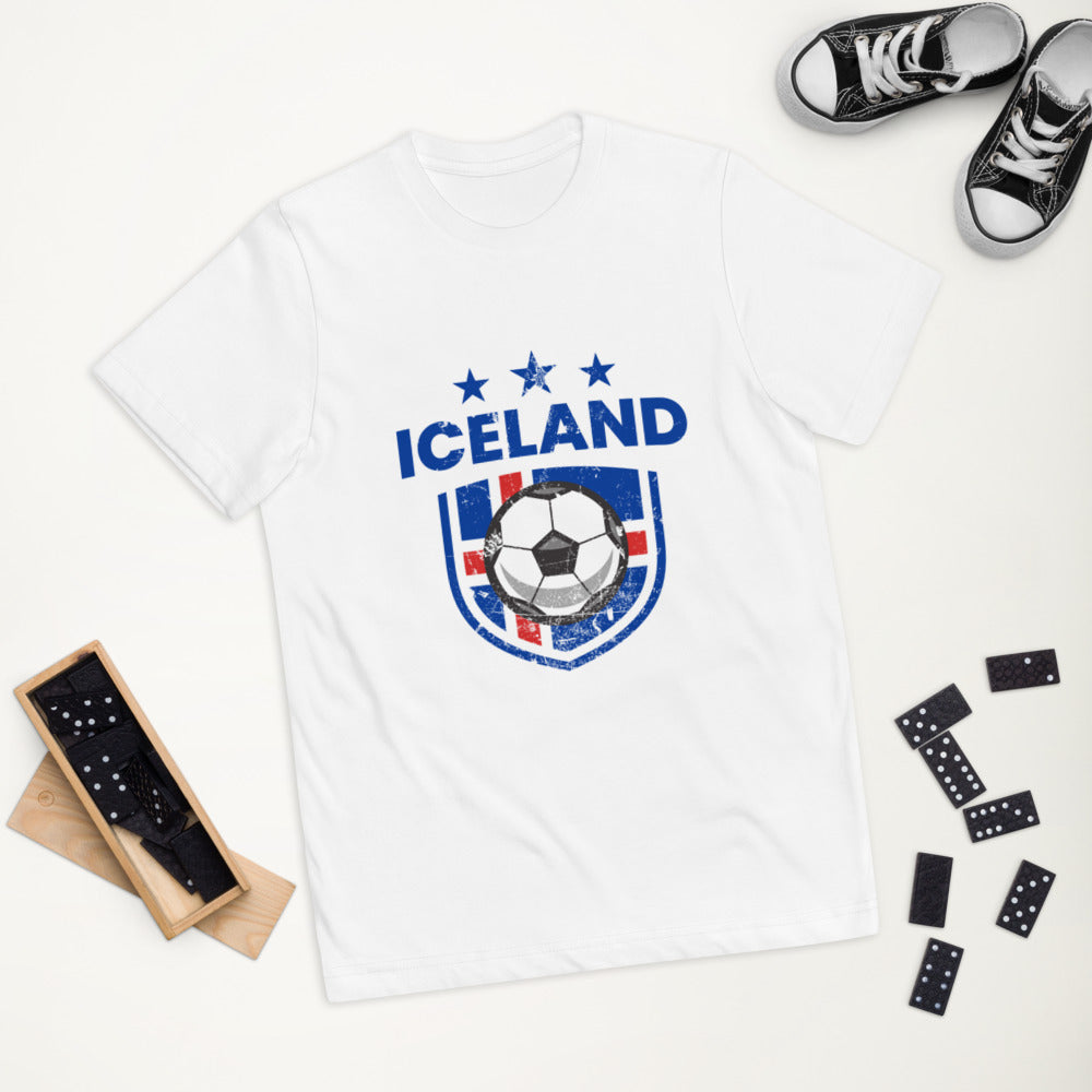 Retro Iceland Soccer Team Football Fan Country Icelandic Flag Youth Jersey T-Shirt