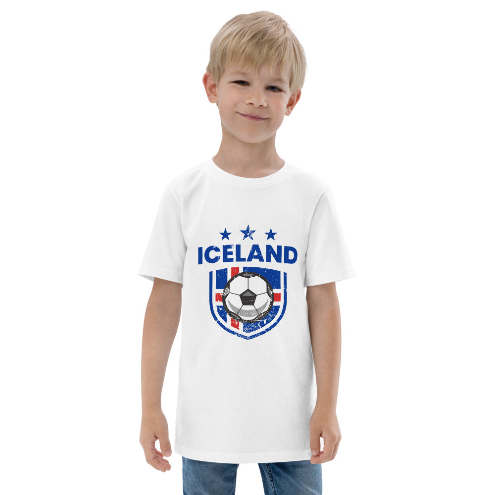 Retro Iceland Soccer Team Football Fan Country Icelandic Flag Youth Jersey T-Shirt