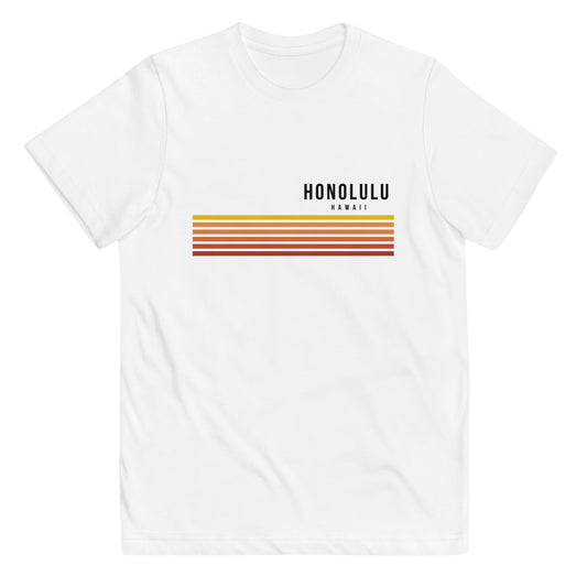 Retro Honolulu Oahu Hawaii Vacation Stripes Youth Jersey T-Shirt