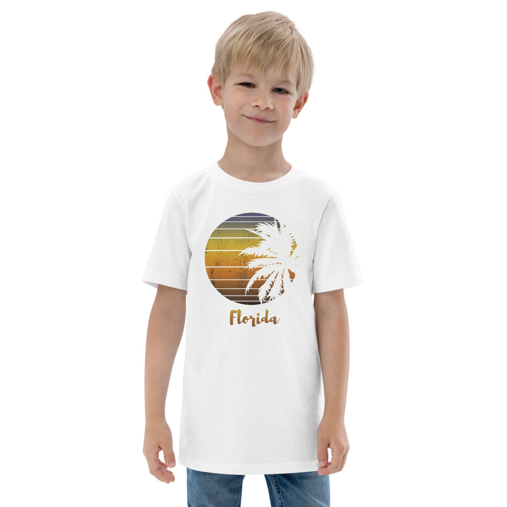 Retro Florida Beach Palm Tree Vacation Souvenir Youth Jersey T-Shirt