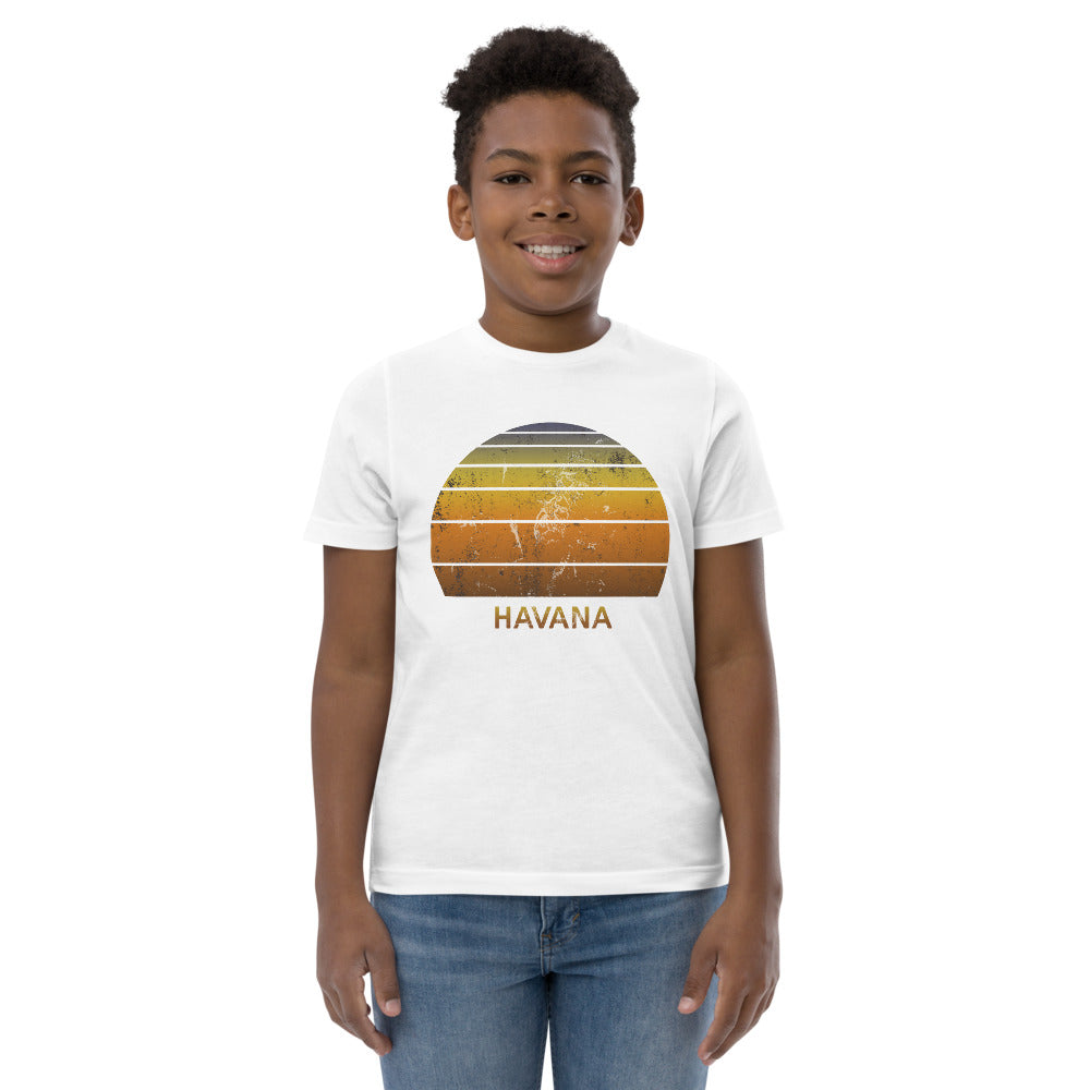 Retro Havana Cuba  Beach Vacation Souvenir Youth Jersey T-Shirt