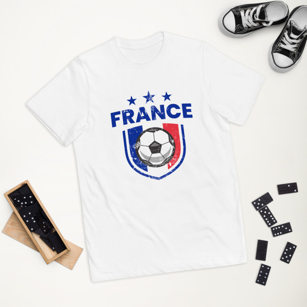 Retro France Soccer Team Football Fan Country French Flag Youth Jersey T-Shirt