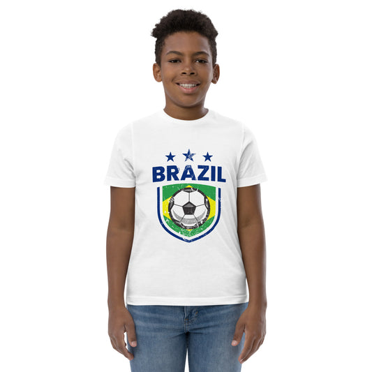 Retro Brazil Soccer Team Football Fan Country Brasil Brazilian Flag Youth Jersey T-Shirt