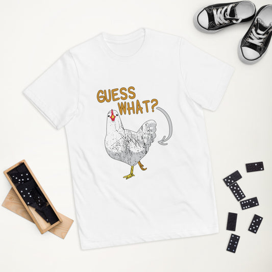 Funny Guess What Chicken Butt Joke Quote Youth Jersey T-Shirt