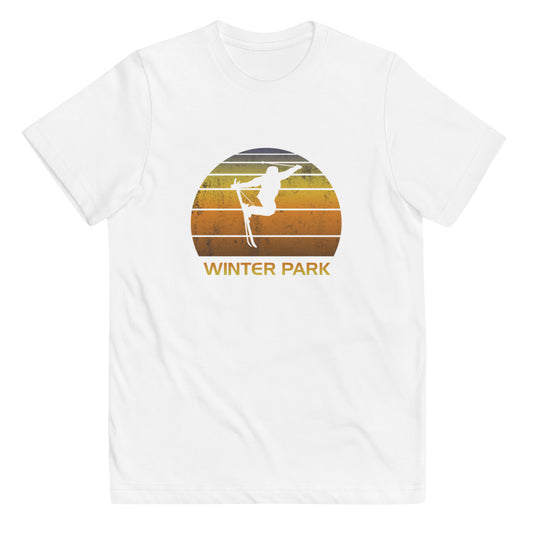 Cool Retro Winter Park Colorado Skiing Ski Fan Youth Jersey T-Shirt