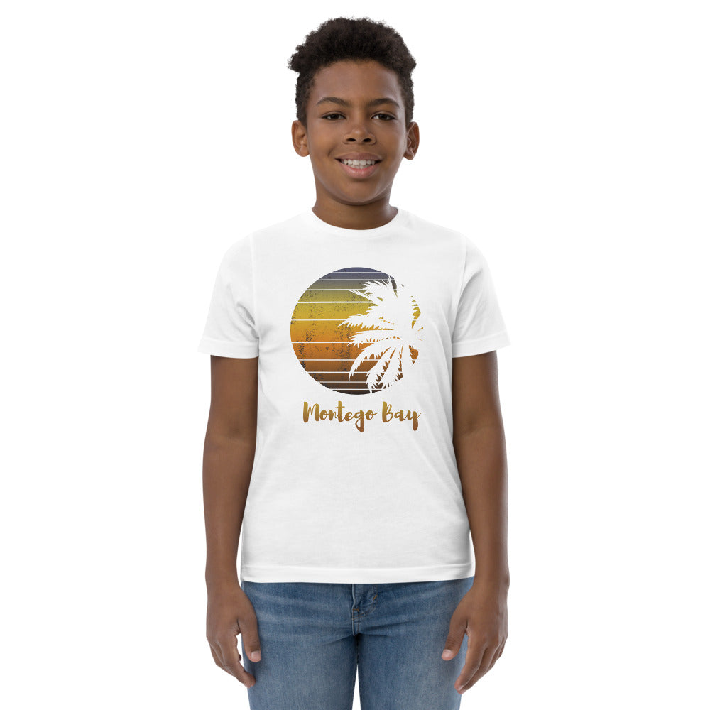 Retro Montego Bay Jamaica  Beach Palm Tree Vacation Souvenir Youth Jersey T-Shirt