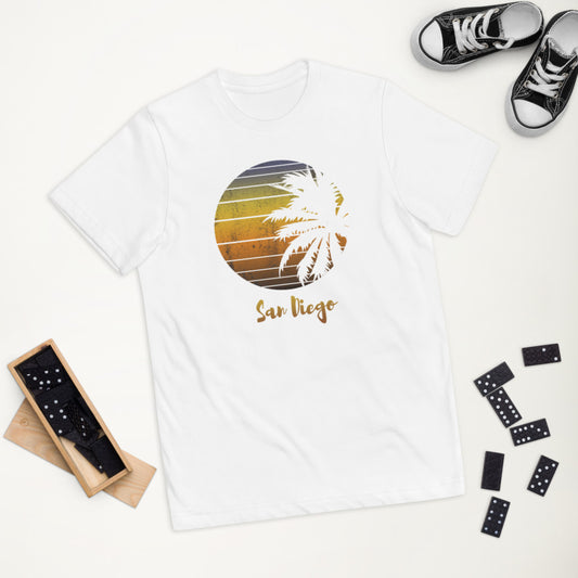 Retro San Diego California Beach Vacation Souvenir Palm Tree Youth Jersey T-Shirt