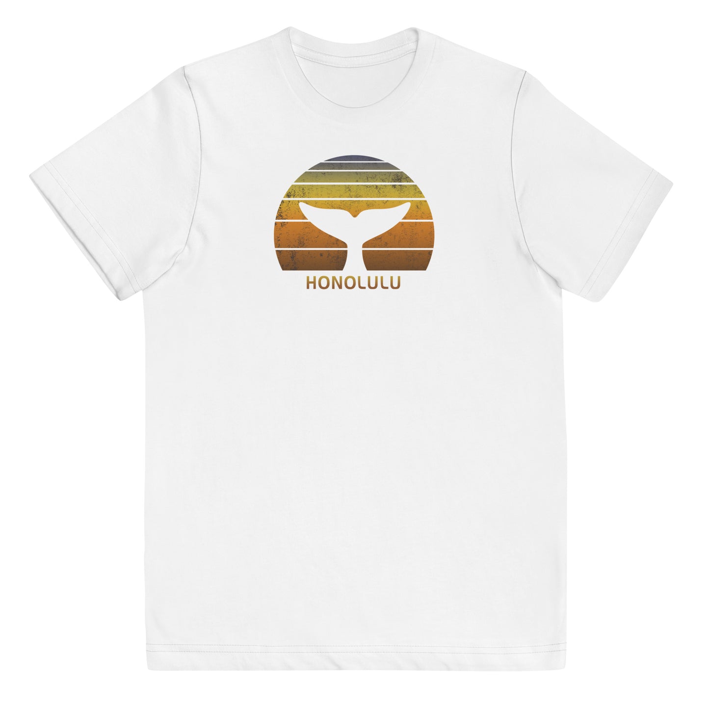 Honolulu Oahu Hawaii Retro Whale Souvenir Sunset Youth Jersey T-Shirt