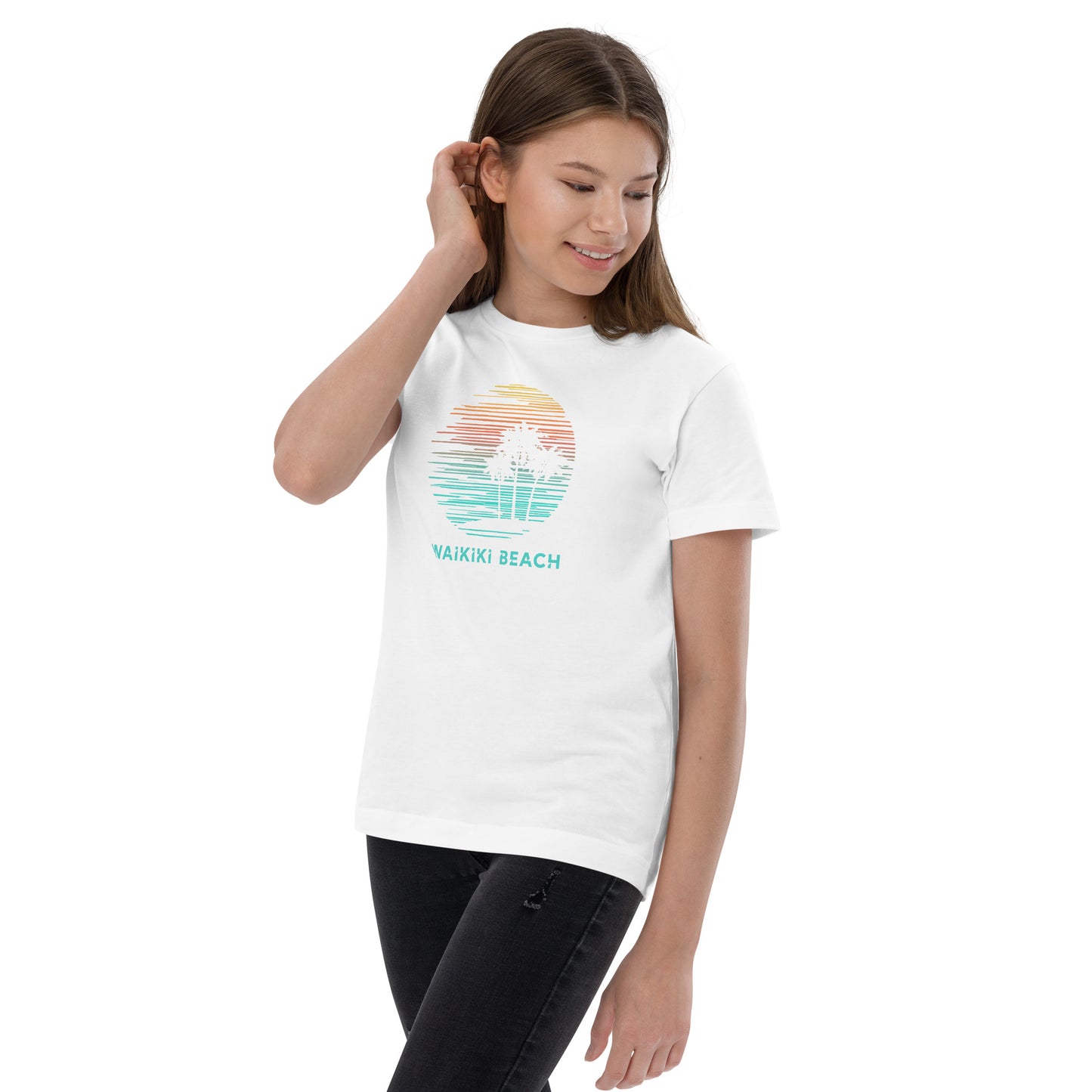 Waikiki Beach Oahu Hawaii Hawaiian Vacation Souvenir Youth Jersey T-Shirt