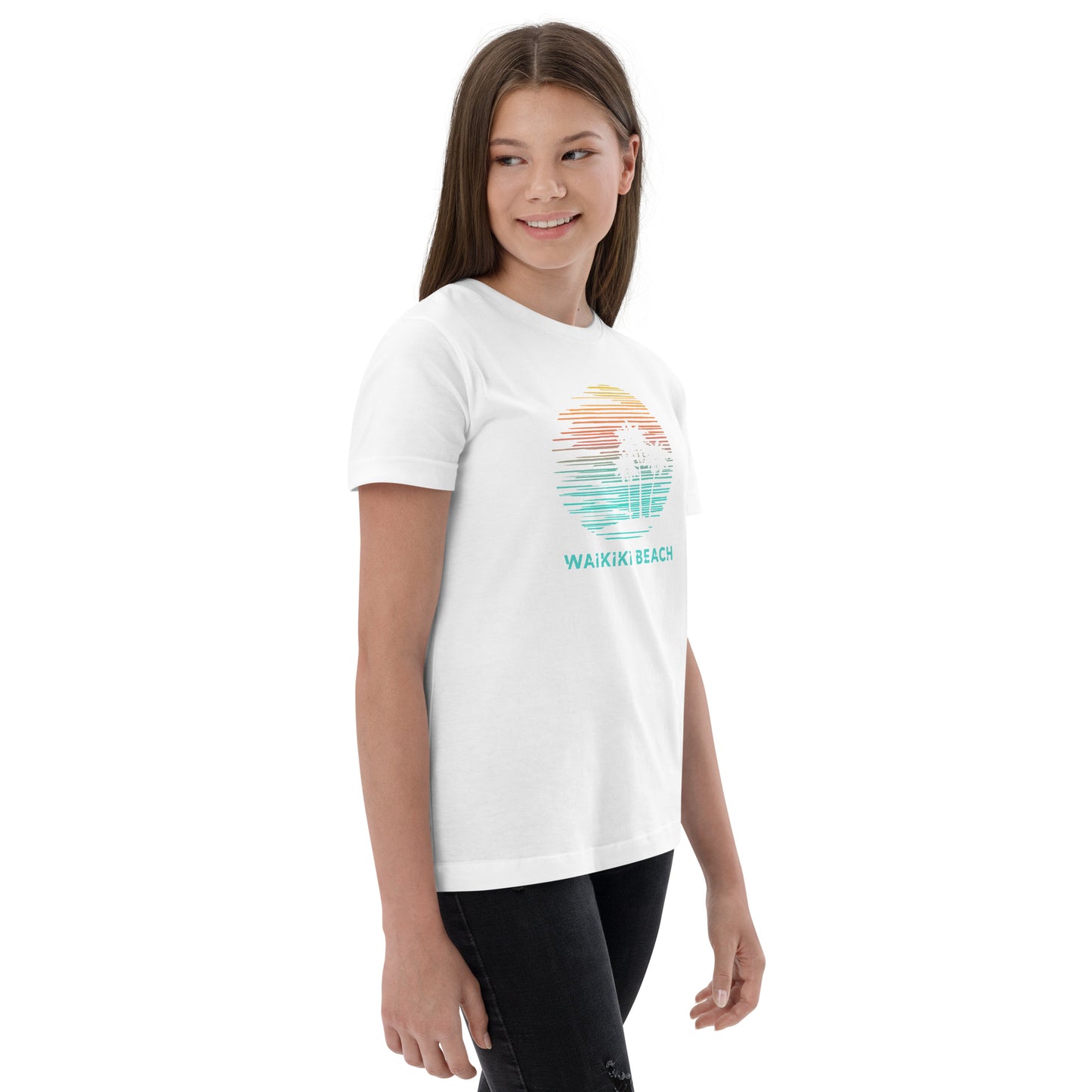 Waikiki Beach Oahu Hawaii Hawaiian Vacation Souvenir Youth Jersey T-Shirt